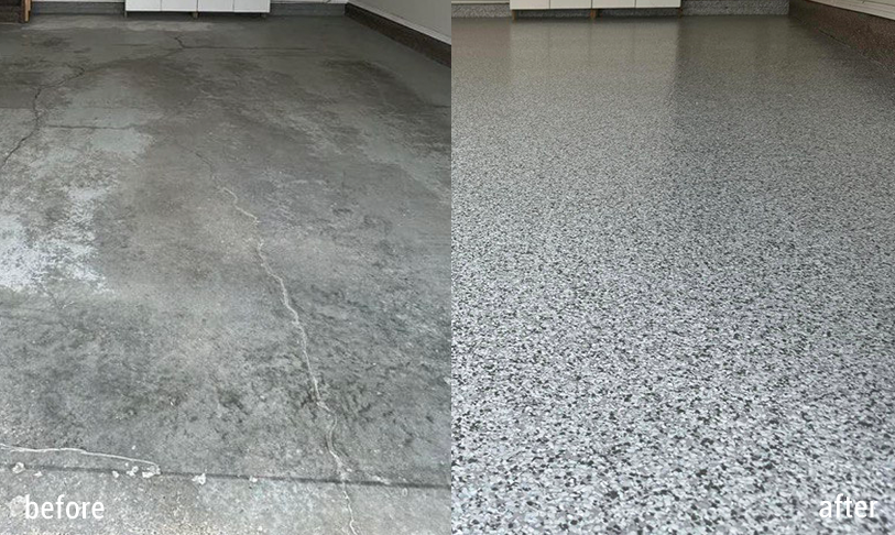 before and after Floor coatings in Canada